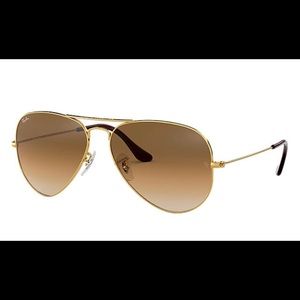 Gold Ray-Ban Aviator sunglasses brwn gradient lens